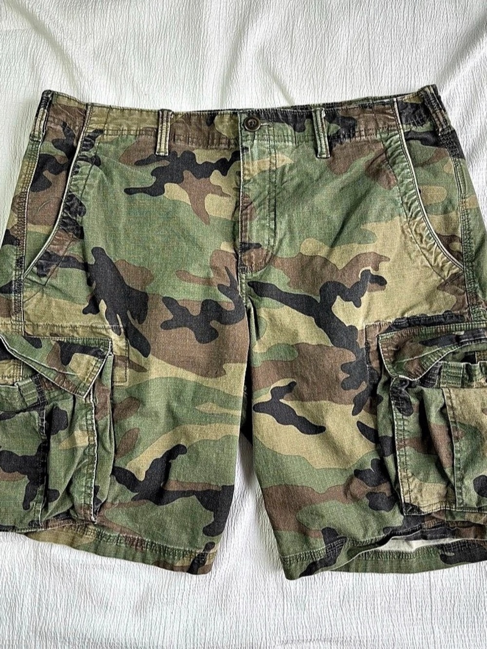 GAP Camo Cargo Shorts Mens 36 Woodland Camouflage Ripstop Military Utility